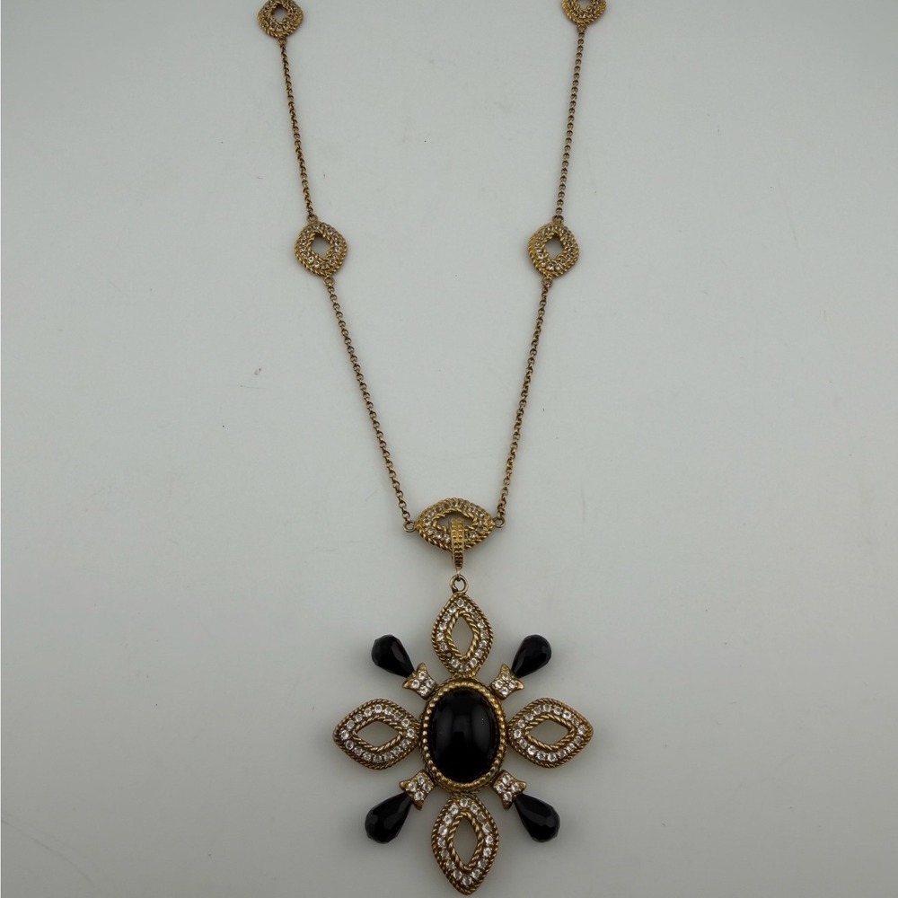 Veronese Italy Statement Necklace Stamped 925 Stainless Steal Gold Tone Pendant‎